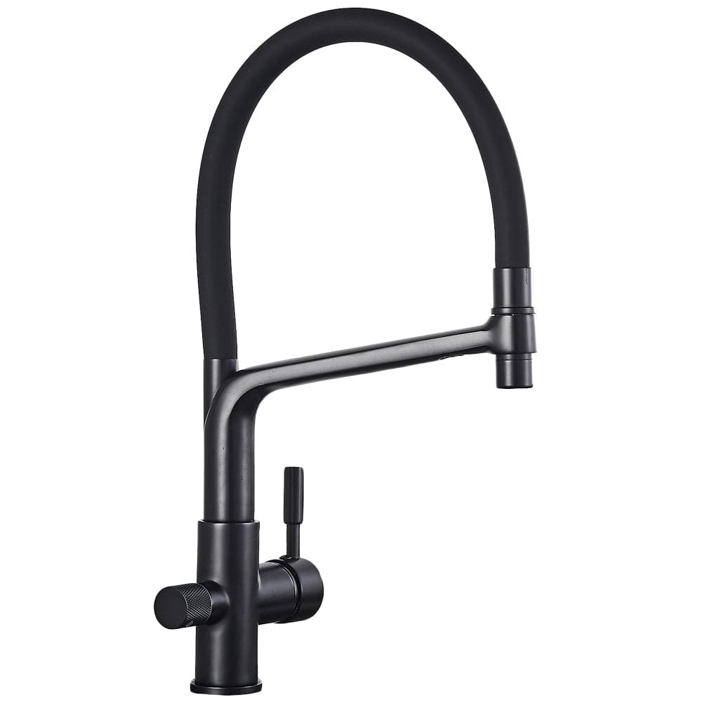 Baterie bucatarie cu 3 cai pentru filtru de purificare și 2 funcții de curgere a apei, negru