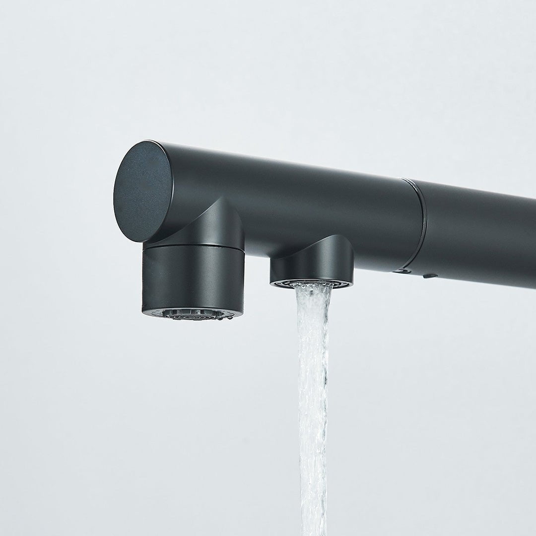 Baterie bucatarie cu 3 cai pentru filtru de purificare, negru mat