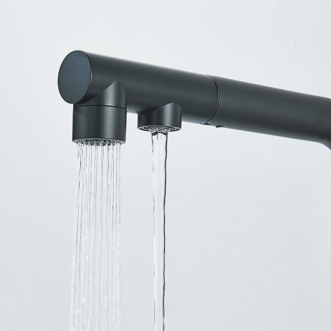 Baterie bucatarie cu 3 cai pentru filtru de purificare, negru mat