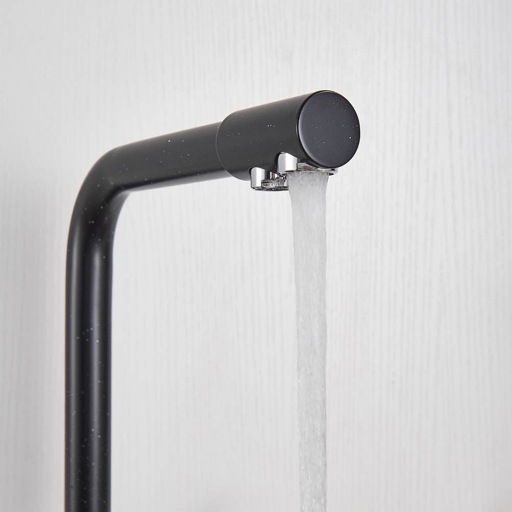 Baterie bucatarie cu 3 cai pentru filtru de purificare, negru mat cu puncte mici