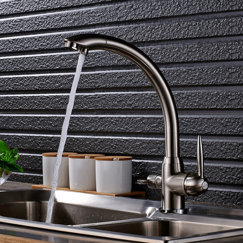 Baterie bucatarie cu 3 cai pentru filtru de purificare, nichelata