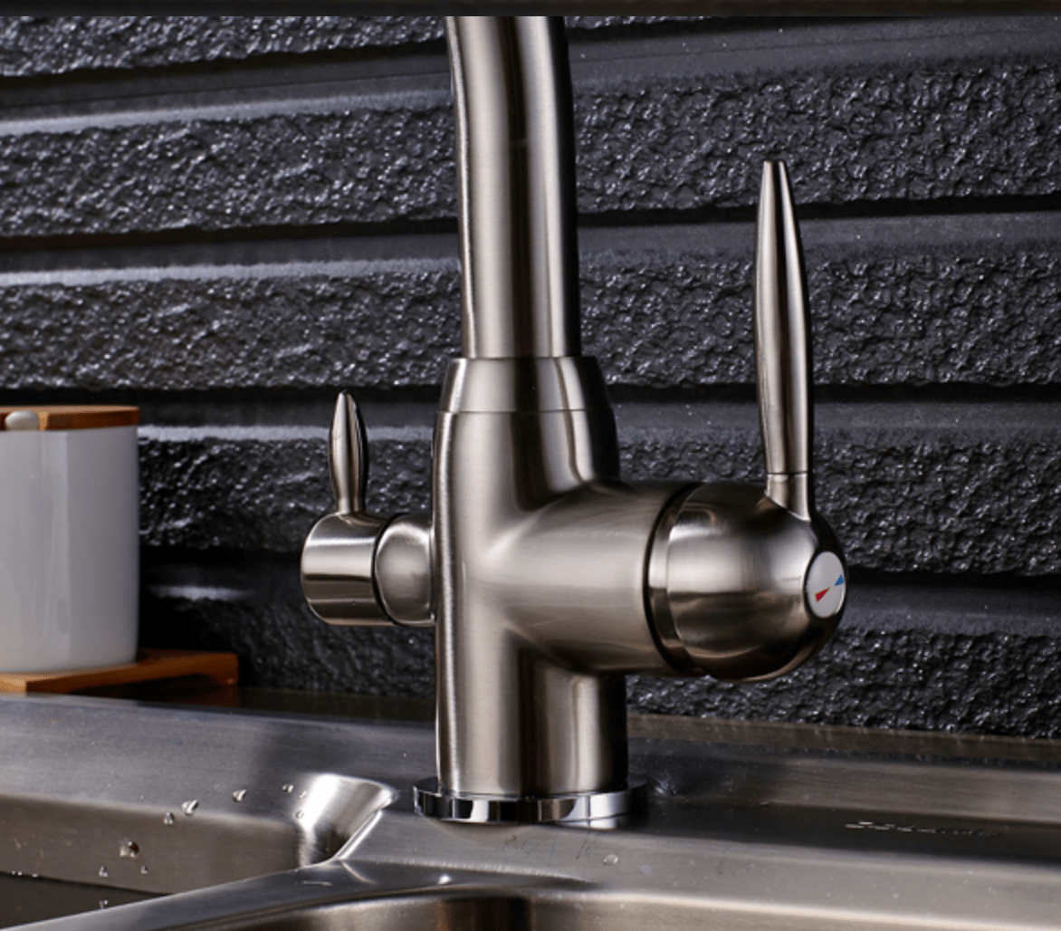 Baterie bucatarie cu 3 cai pentru filtru de purificare, nichelata