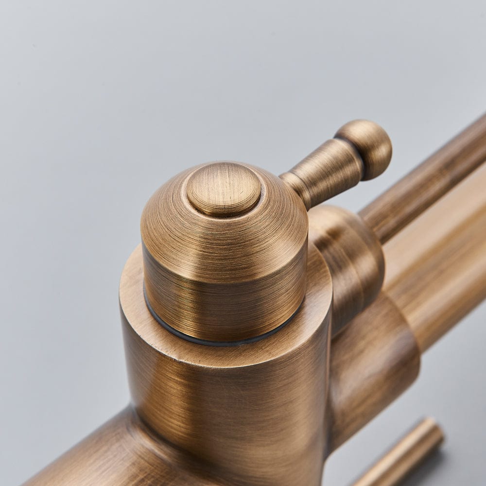 Baterie bucatarie cu 3 cai pentru filtru de purificare si dus extractibil, auriu antichizat