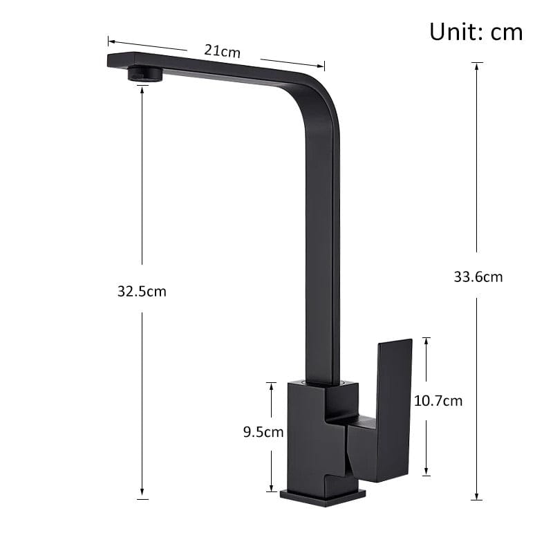 Baterie bucatarie cu cadru patrat si monocomanda, negru mat