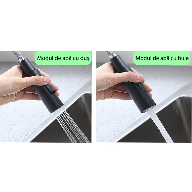 Baterie bucatarie, cu dus extractibil si 2 functii de curgere