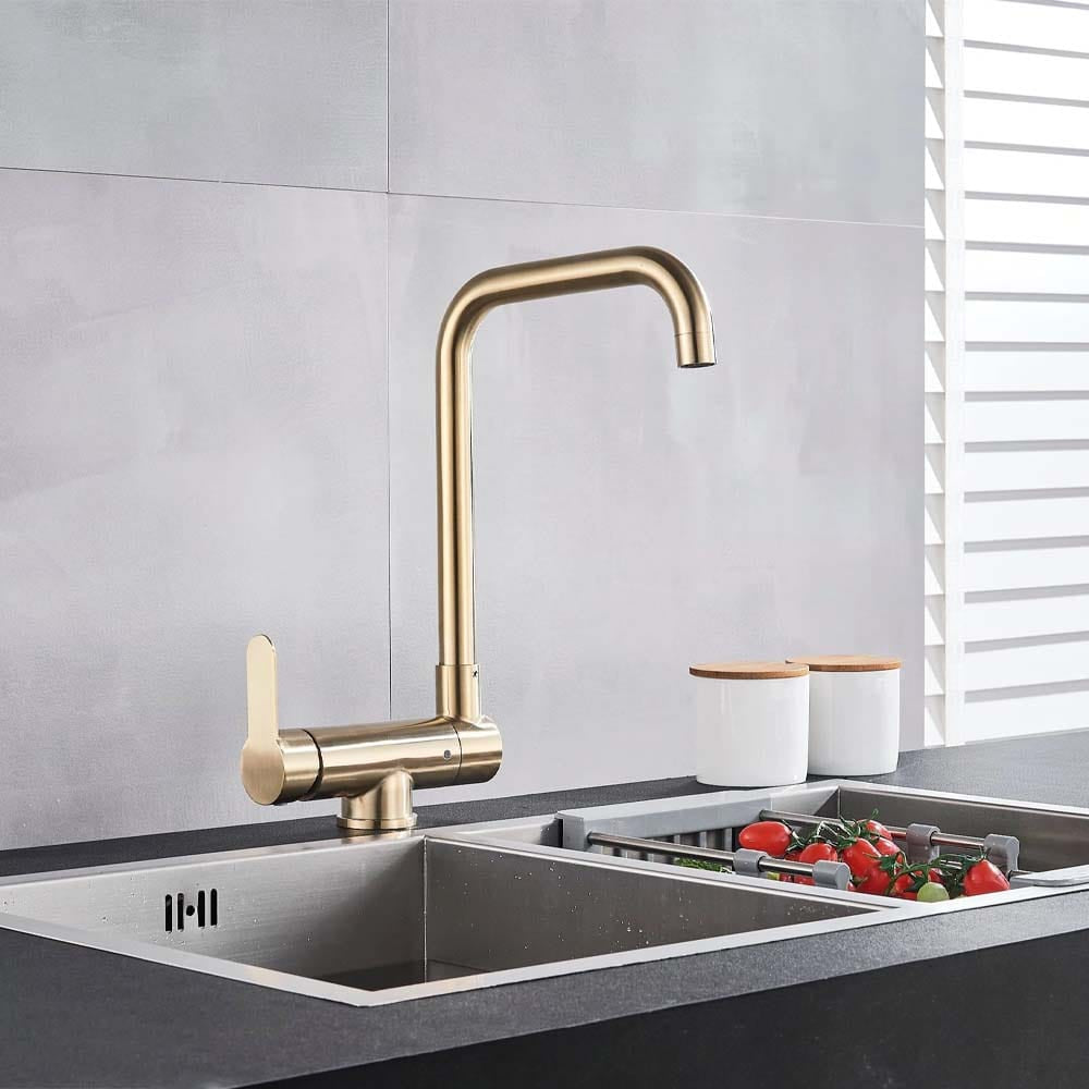 Baterie bucatarie cu monocomanda, auriu mat