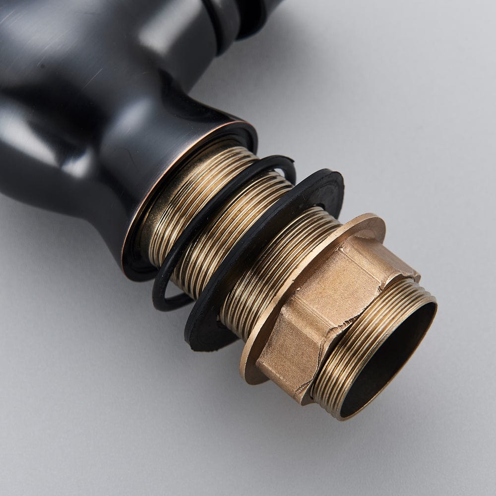 Baterie bucatarie retro, inalta, cu montare pe chiuveta sau blat, negru cu bronz pe margine