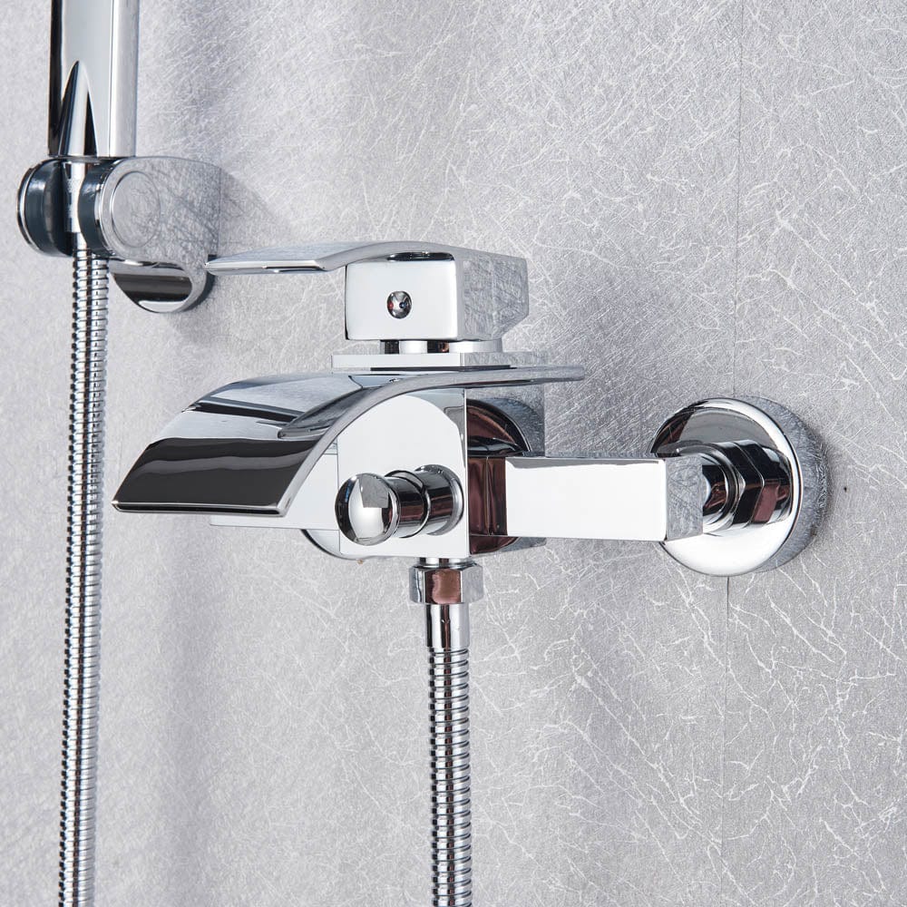 Baterie cada cu robinet tip cascada, argintiu