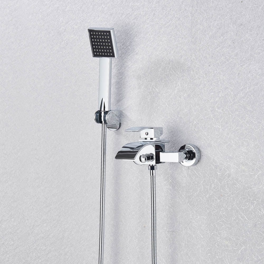 Baterie cada cu robinet tip cascada, argintiu