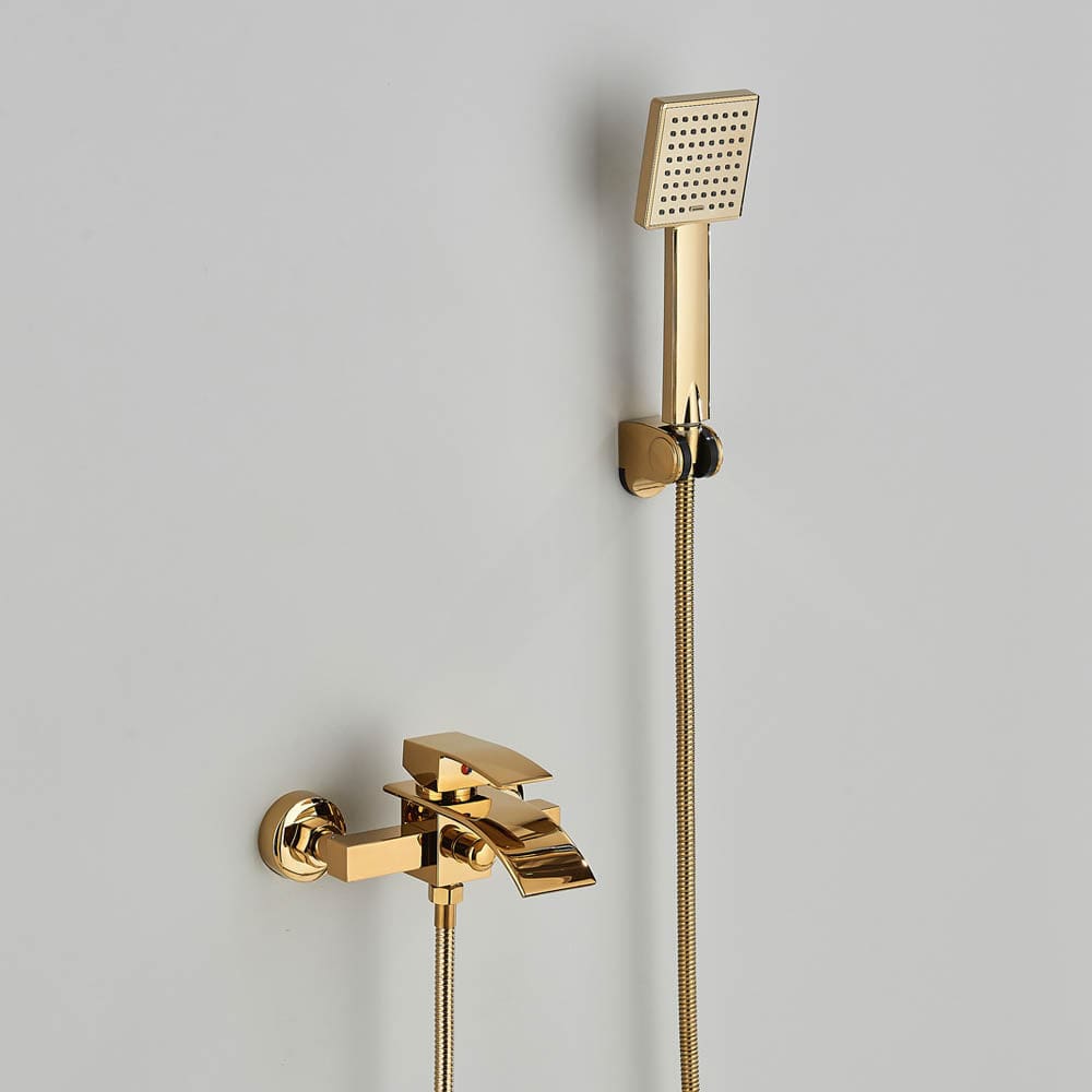 Baterie cada cu robinet tip cascada, auriu