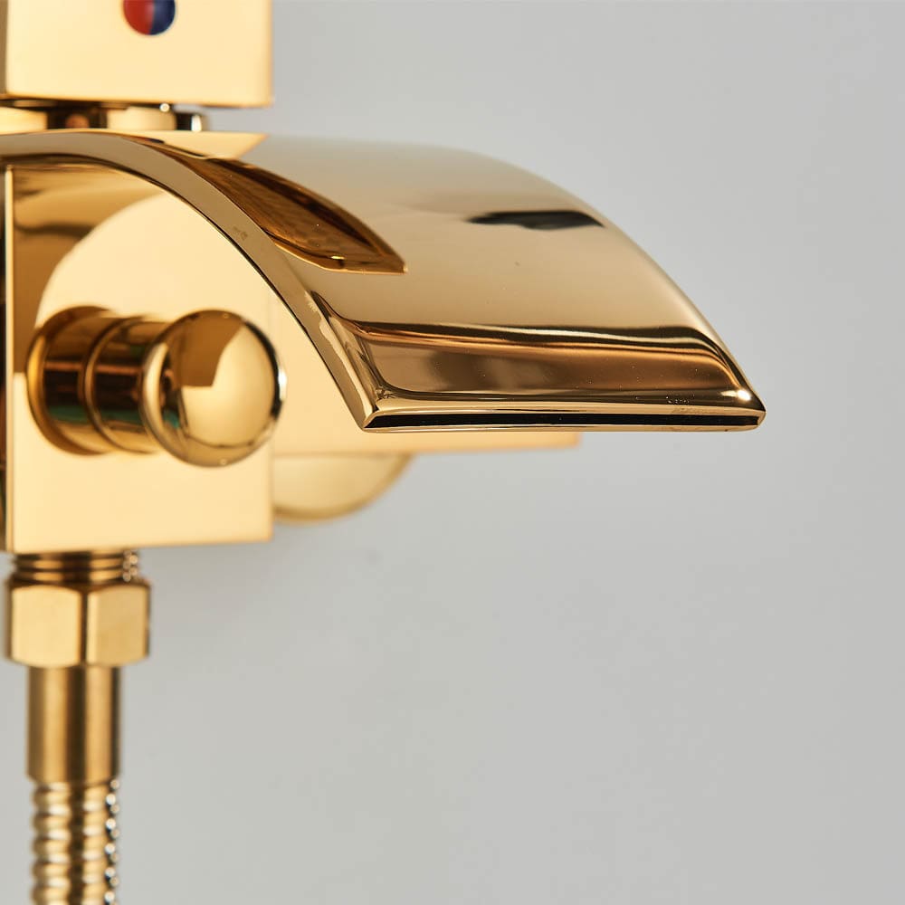 Baterie cada cu robinet tip cascada, auriu