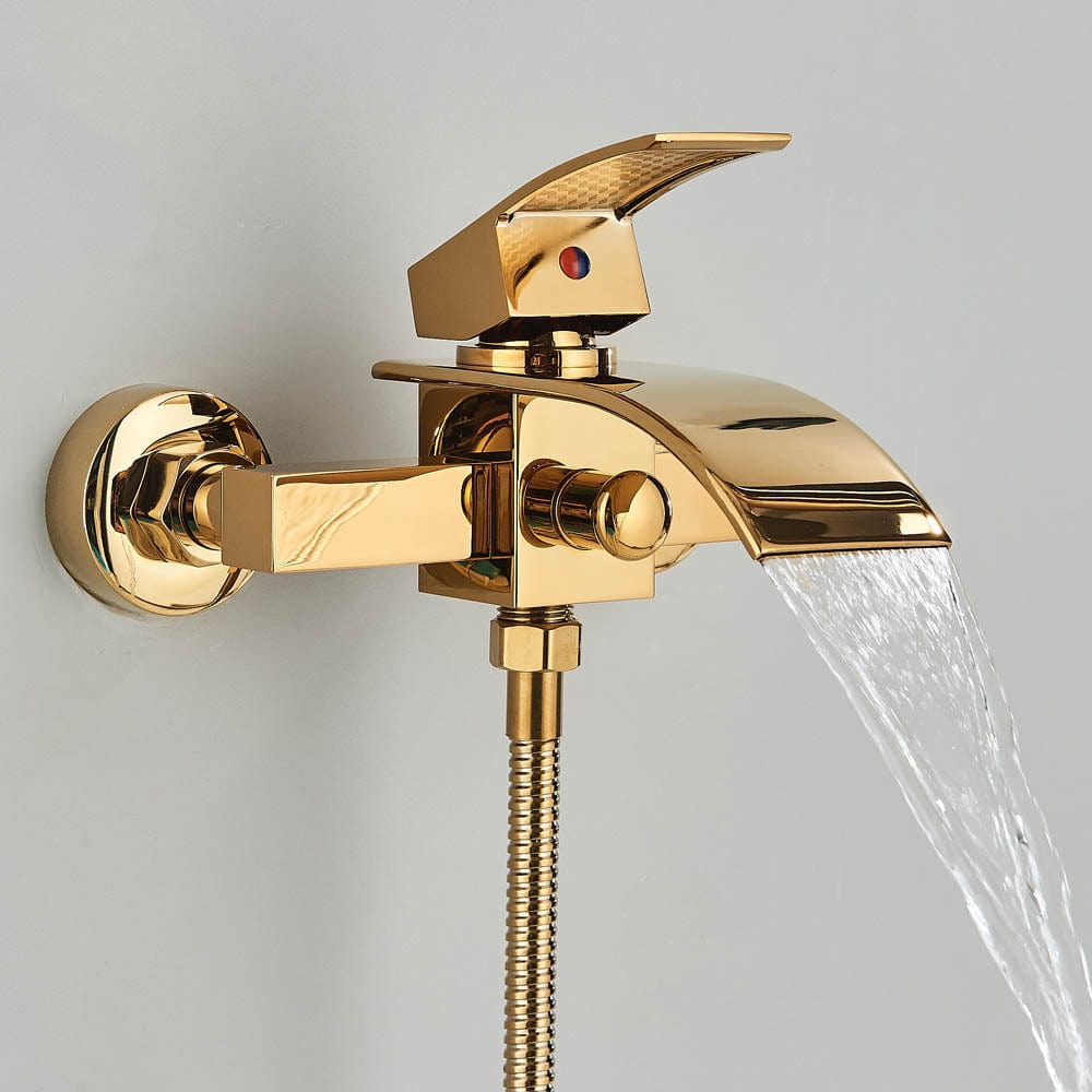 Baterie cada cu robinet tip cascada, auriu