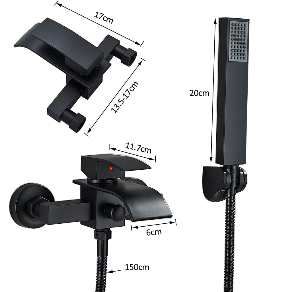 Baterie cada cu robinet tip cascada, negru