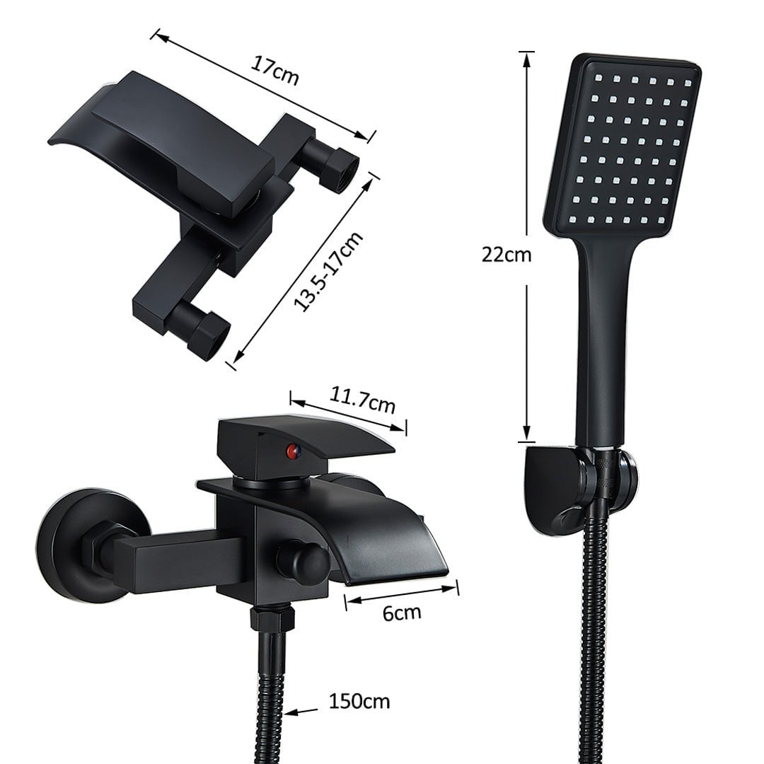 Baterie cada cu robinet tip cascada, negru mat