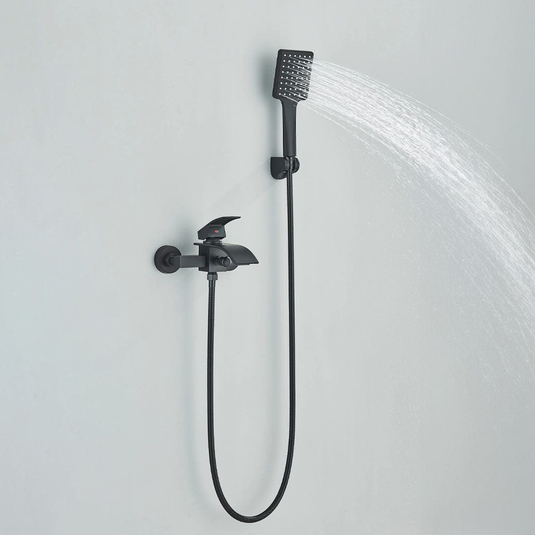 Baterie cada cu robinet tip cascada, negru mat