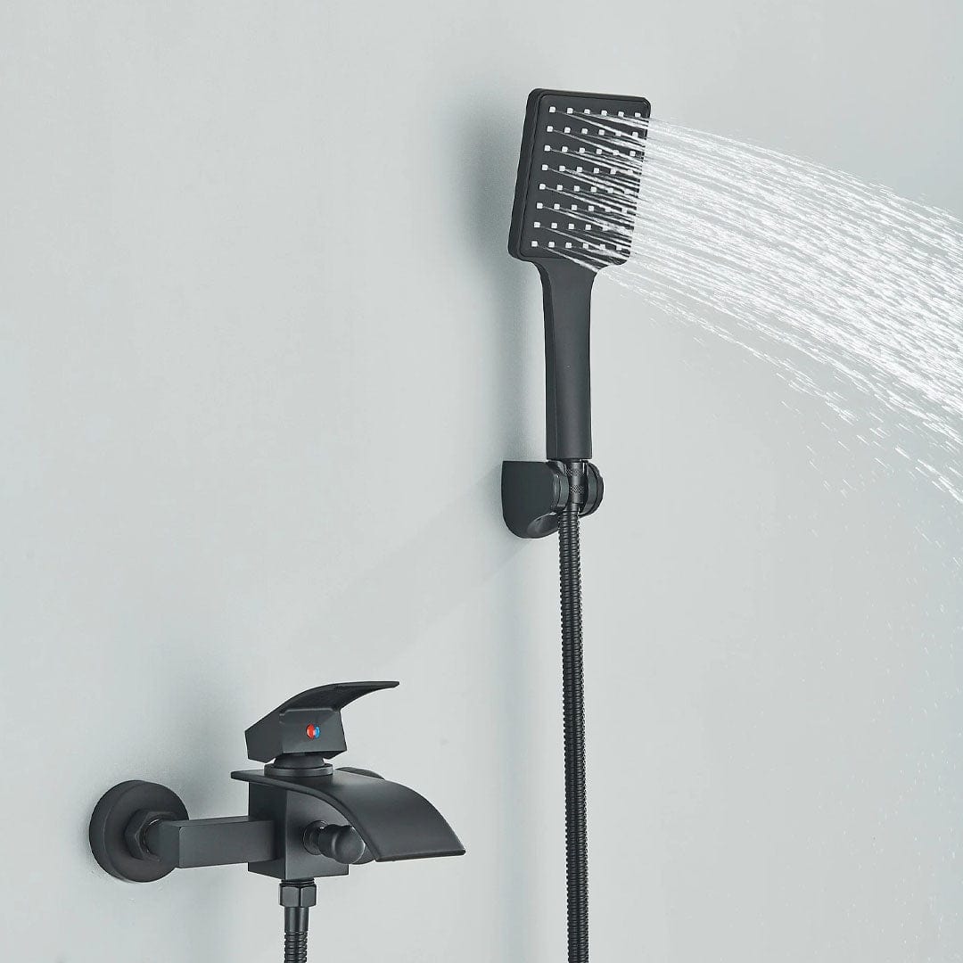 Baterie cada cu robinet tip cascada, negru mat