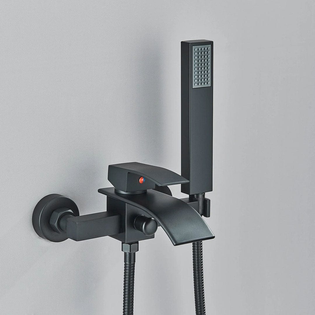 Baterie cada cu robinet tip cascada, negru mat