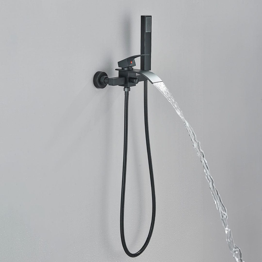 Baterie cada cu robinet tip cascada, negru mat
