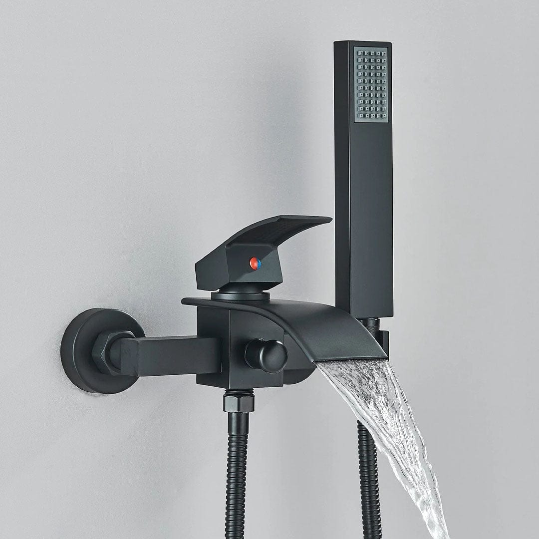 Baterie cada cu robinet tip cascada, negru mat