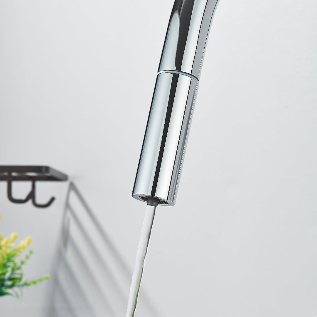 Baterie cu filtru de purificare si dus extractibil, argintiu lucios