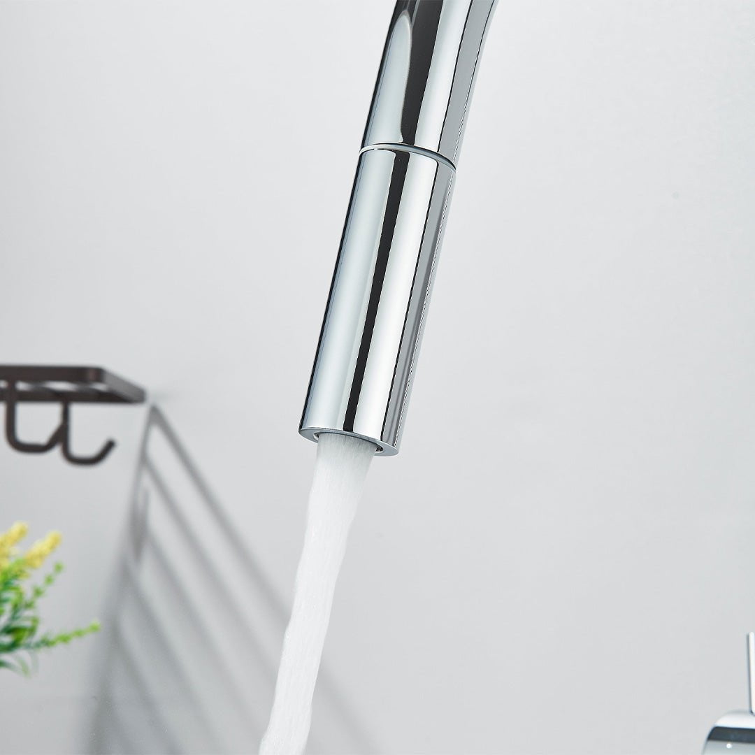 Baterie cu filtru de purificare si dus extractibil, argintiu lucios