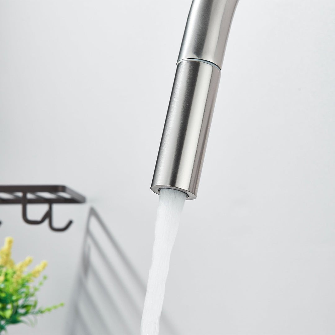 Baterie cu filtru de purificare si dus extractibil, argintiu mat