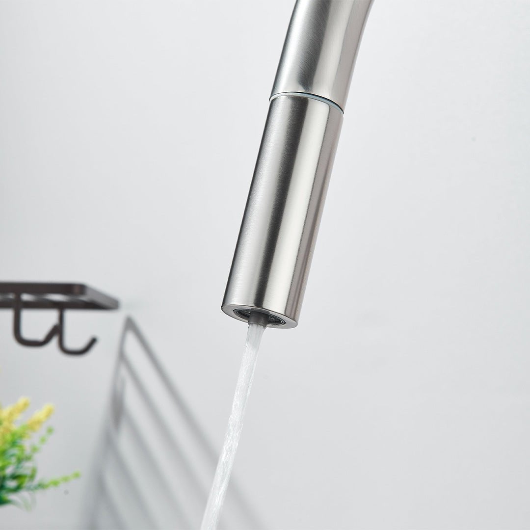 Baterie cu filtru de purificare si dus extractibil, argintiu mat