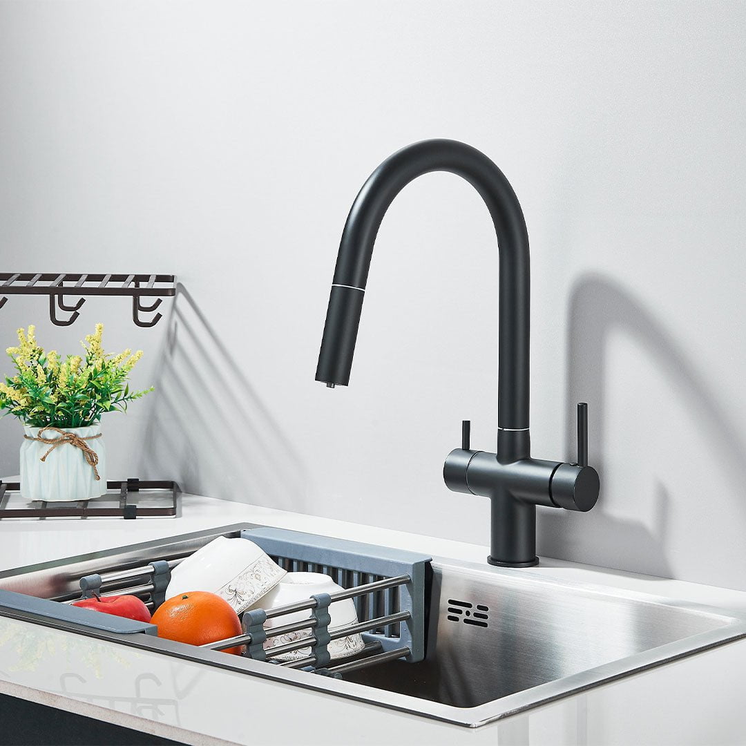 Baterie cu filtru de purificare si dus extractibil, negru mat