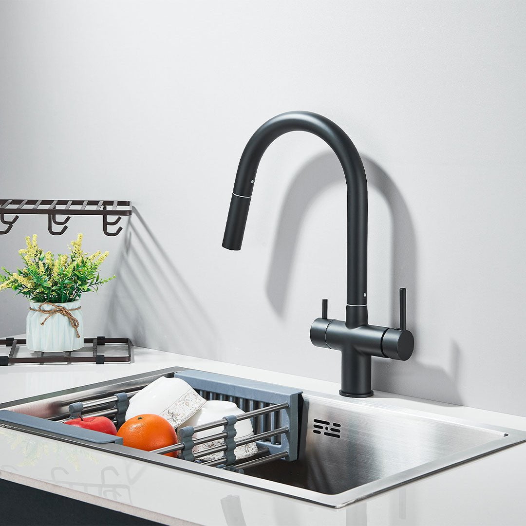 Baterie cu filtru de purificare si dus extractibil, negru mat