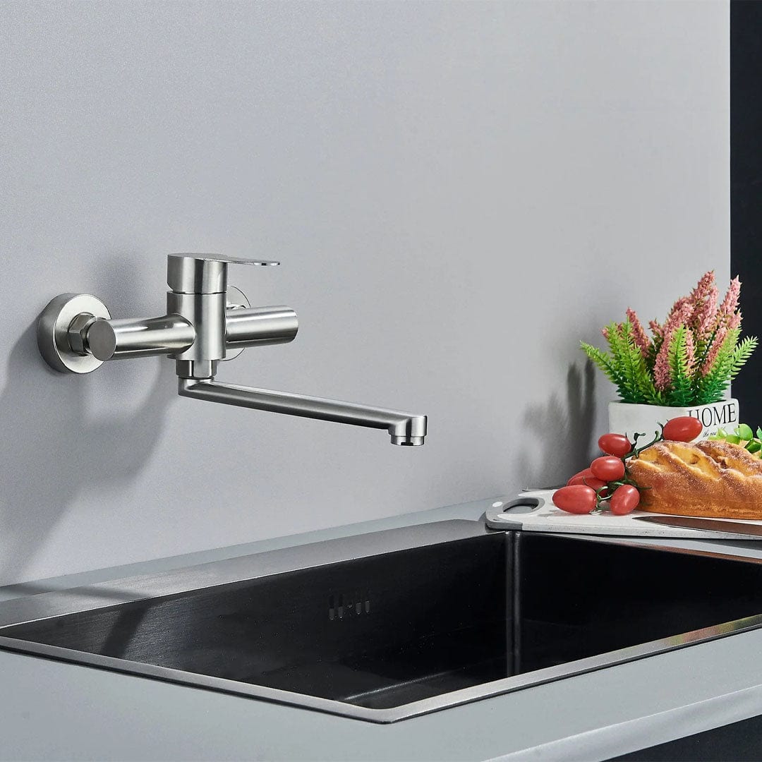 Baterie cu montare pe perete, argintiu periat