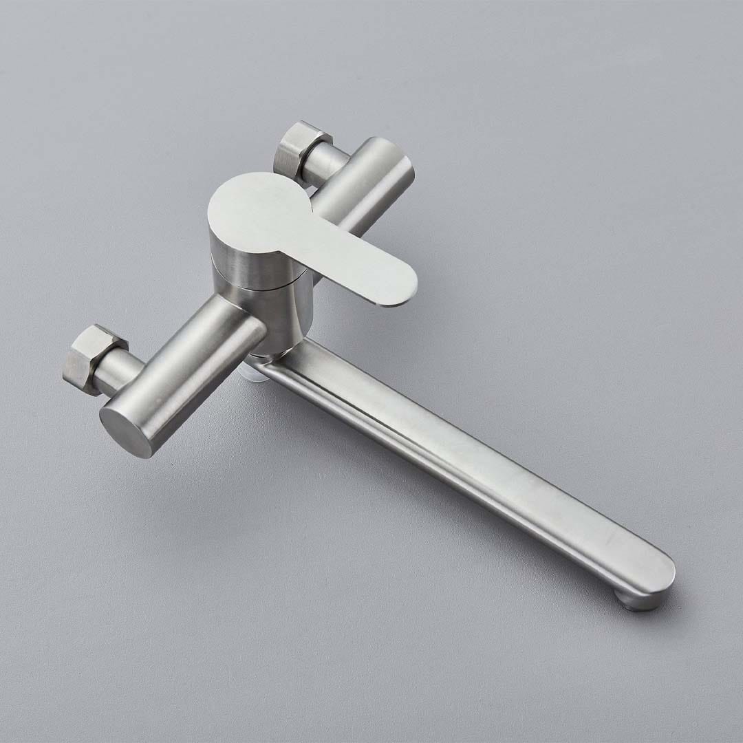 Baterie cu montare pe perete, argintiu periat