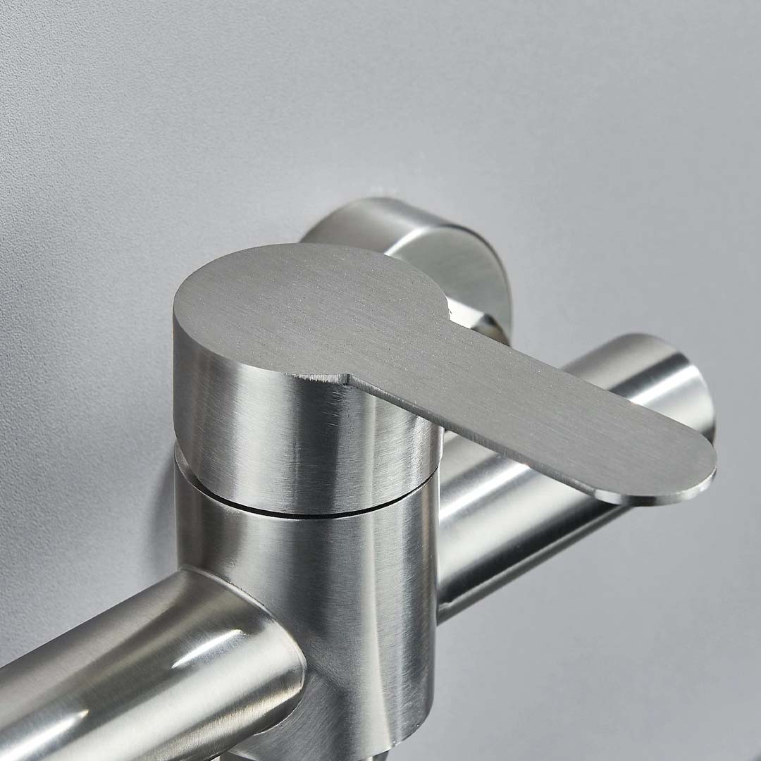 Baterie cu montare pe perete, argintiu periat