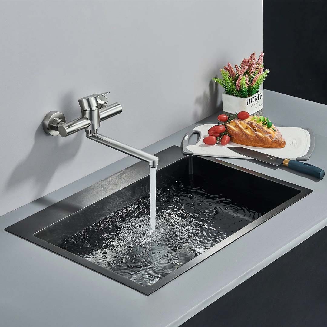 Baterie cu montare pe perete, argintiu periat