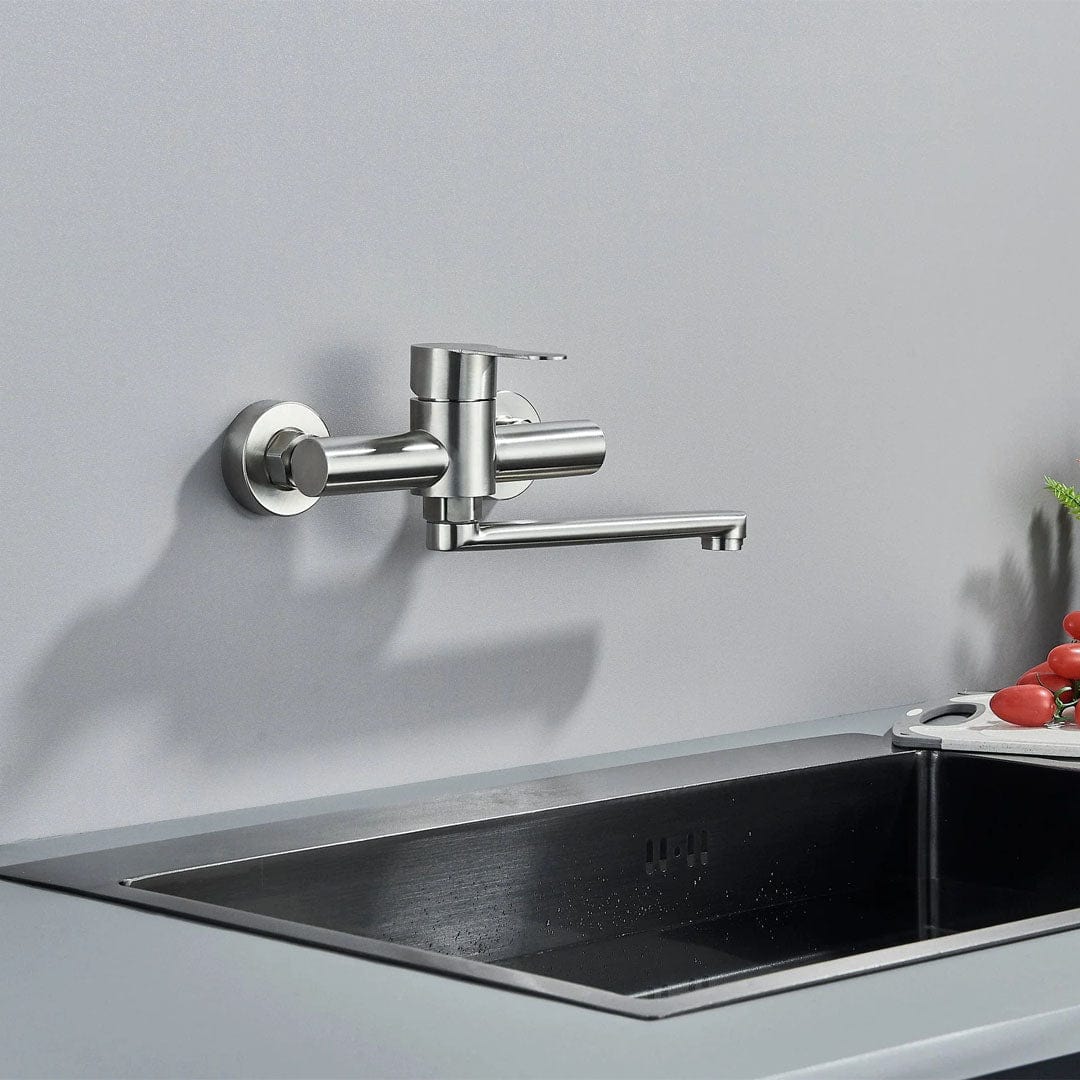 Baterie cu montare pe perete, argintiu periat