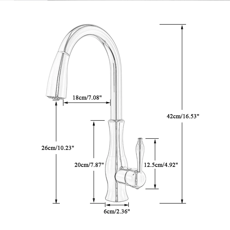 Baterie de bucatarie, aurie, cu furtun extractibil si 2 functii de curgere a apei