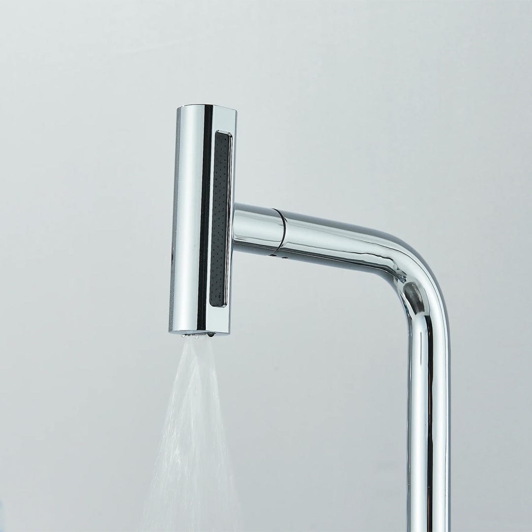 Baterie de bucătărie/baie cu duș extractibil, argintiu lucios