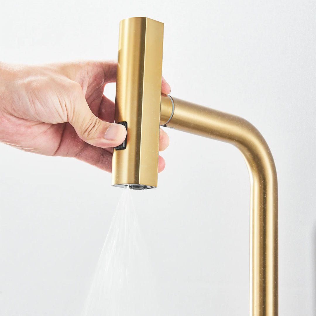 Baterie de bucătărie/baie cu duș extractibil, auriu mat