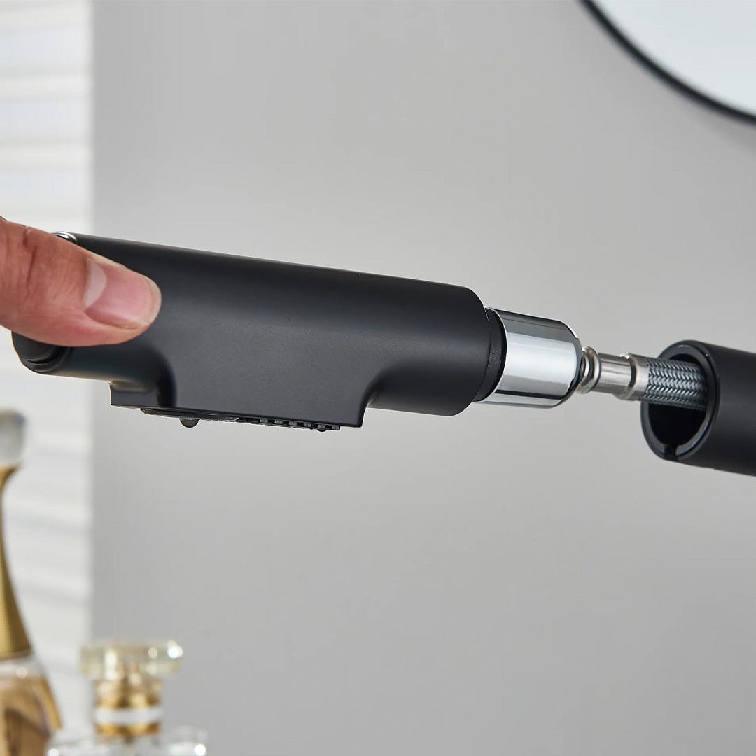 Baterie de bucătărie/baie cu duș extractibil, negru mat