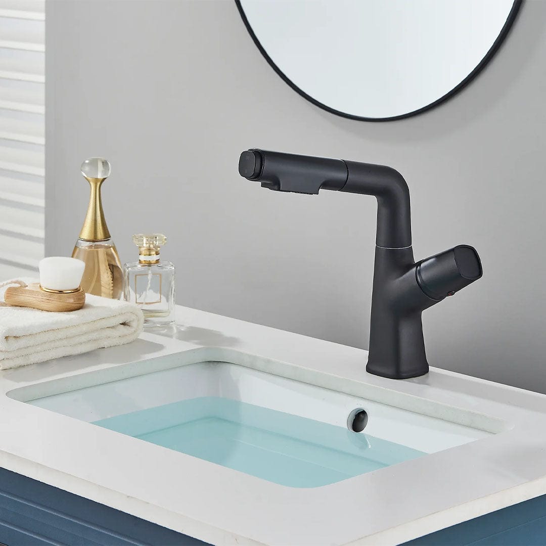 Baterie de bucătărie/baie cu duș extractibil, negru mat
