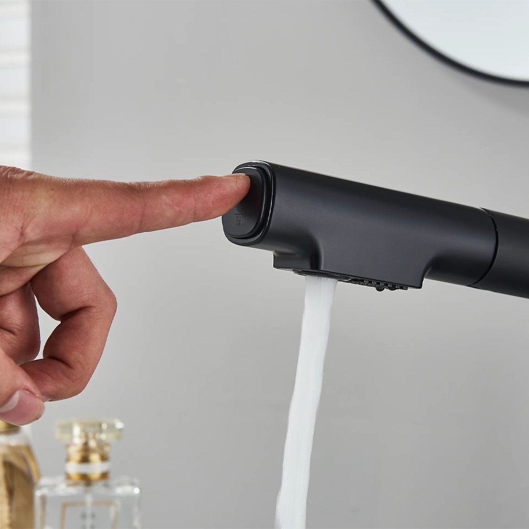 Baterie de bucătărie/baie cu duș extractibil, negru mat