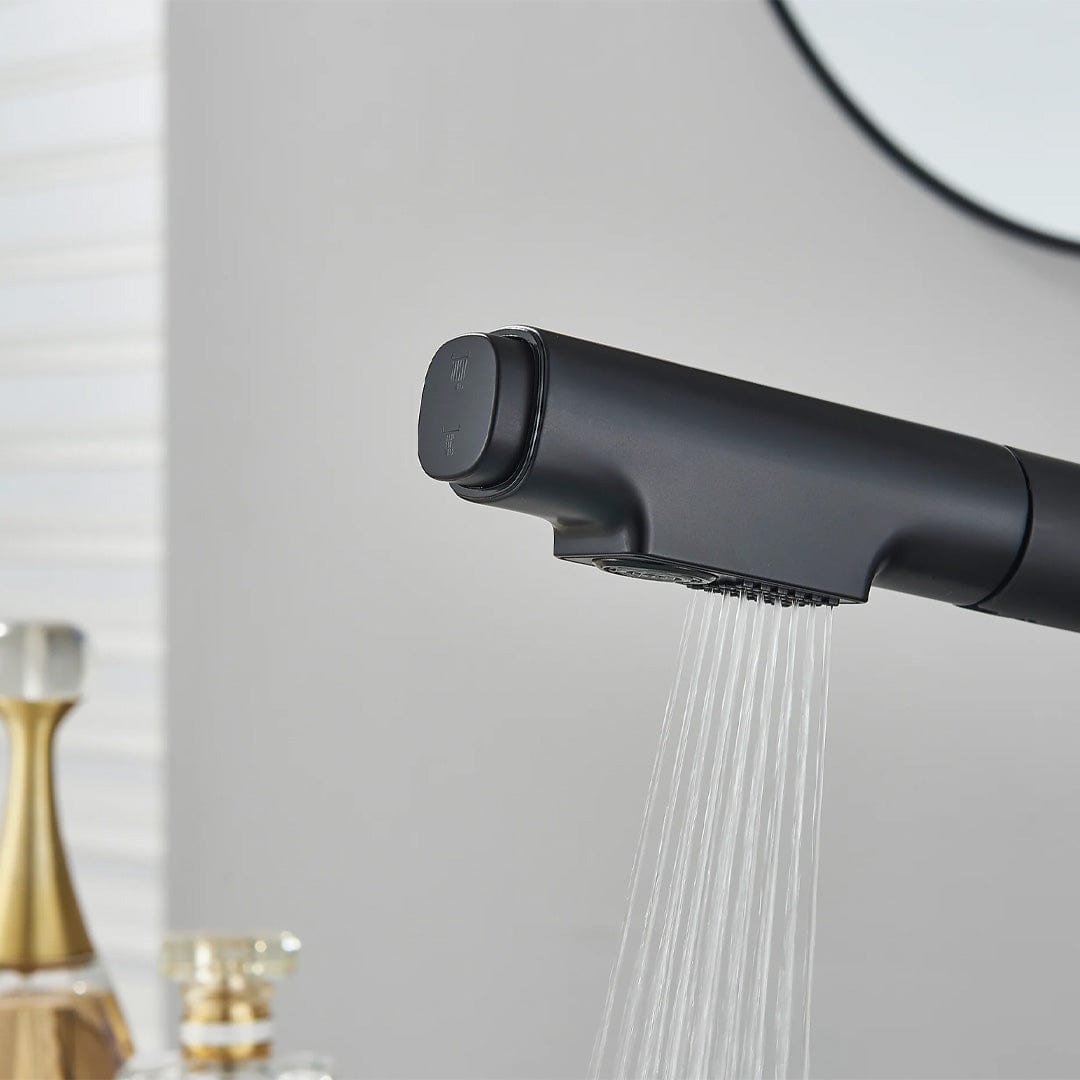 Baterie de bucătărie/baie cu duș extractibil, negru mat