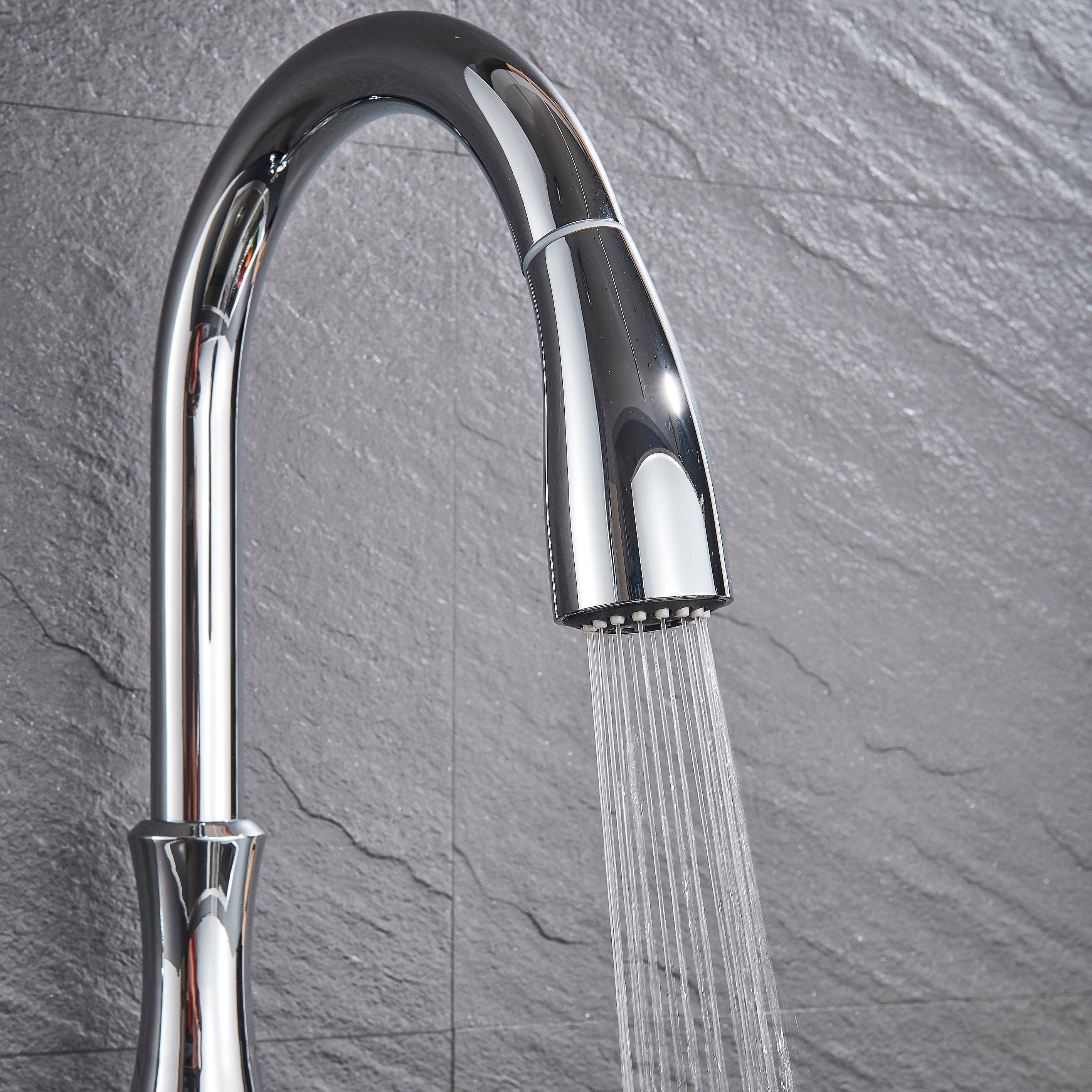 Baterie de bucatarie, cromata, cu furtun extractibil si 2 functii de curgere a apei