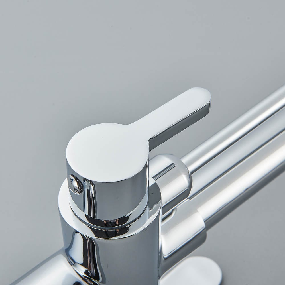 Baterie de bucatarie cu 3 căi, argintiu lucios, cu 2 funcții de curgere și duș extractibil