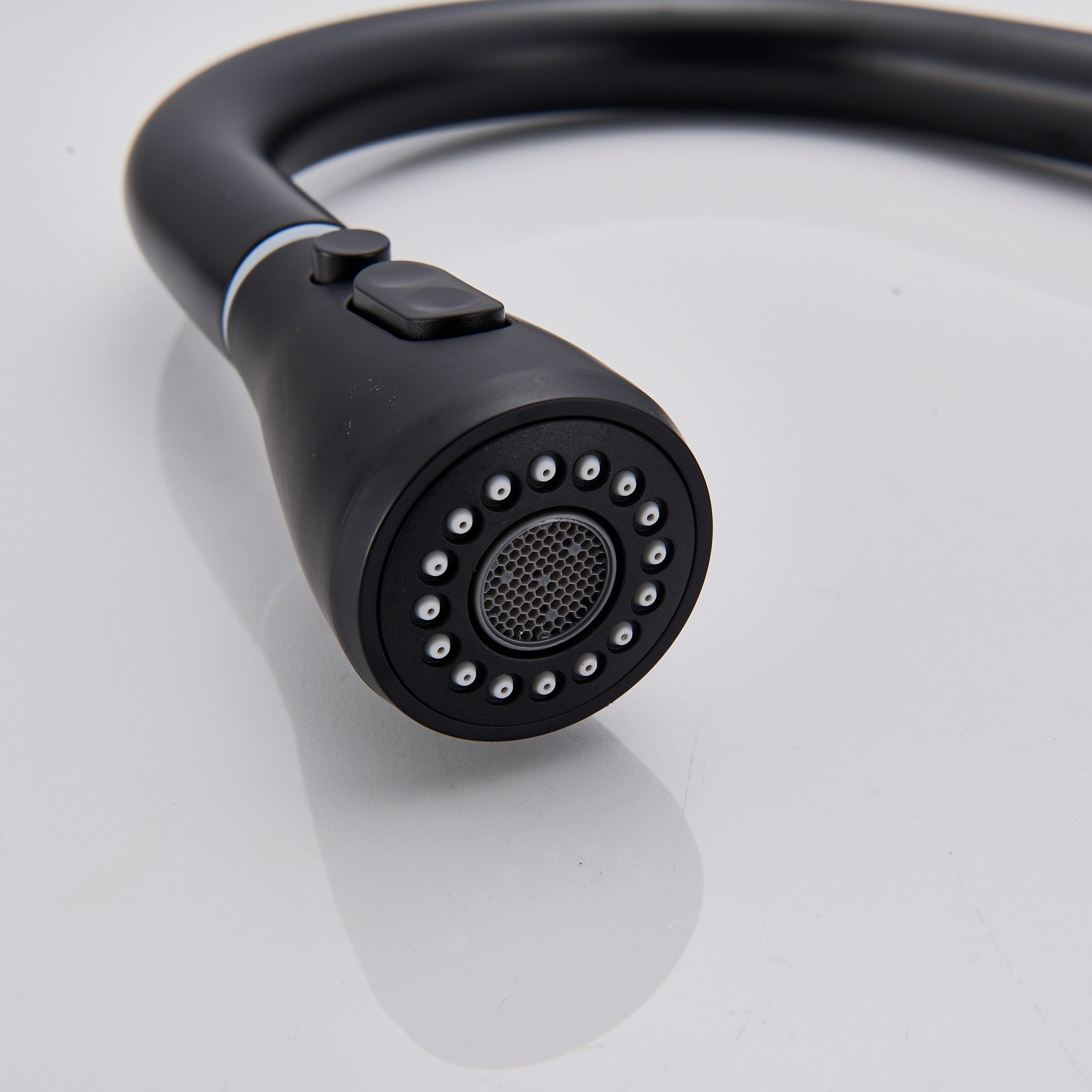 Baterie de bucatarie cu 3 căi, negru mat, cu 2 funcții de curgere și duș extractibil