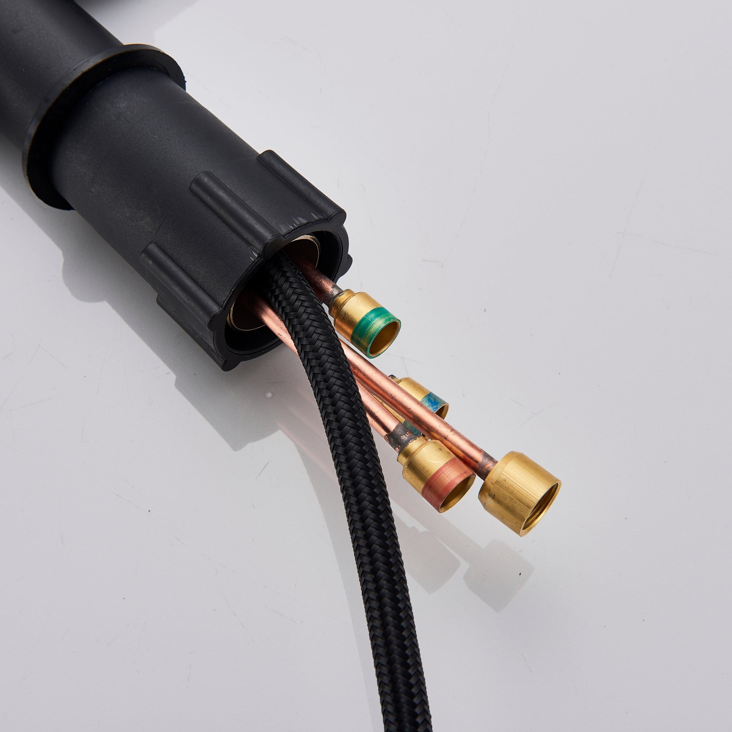 Baterie de bucatarie cu 3 căi, negru mat, cu 2 funcții de curgere și duș extractibil