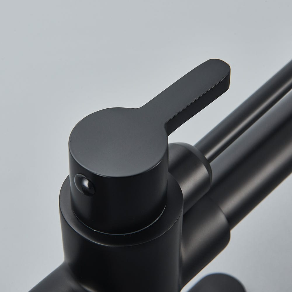 Baterie de bucatarie cu 3 căi, negru mat, cu 2 funcții de curgere și duș extractibil