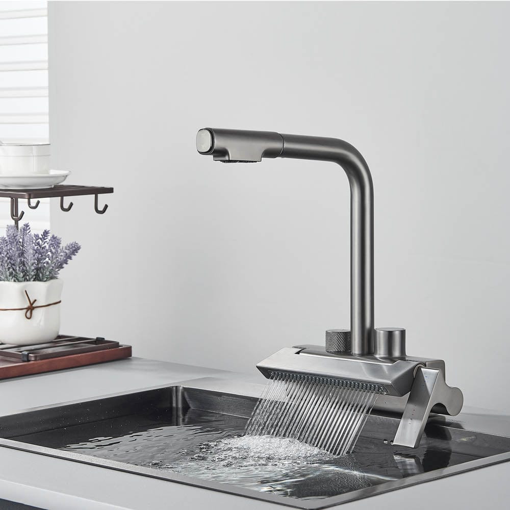 Baterie de bucatarie cu afisaj de temperatura, gri