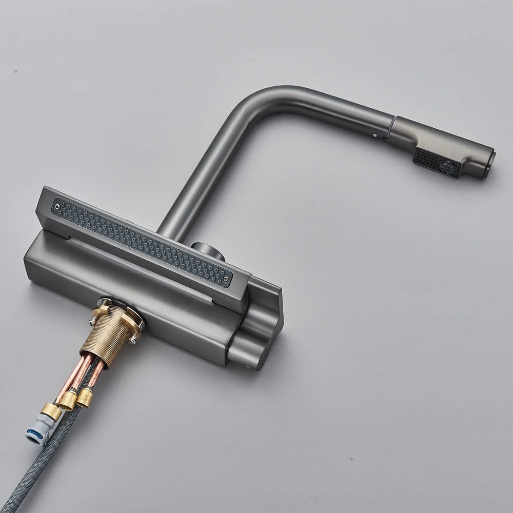 Baterie de bucatarie cu afisaj de temperatura, gri