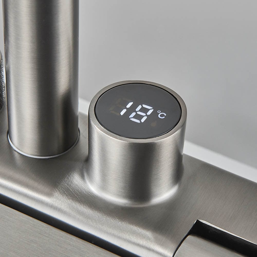 Baterie de bucatarie cu afisaj de temperatura, gri