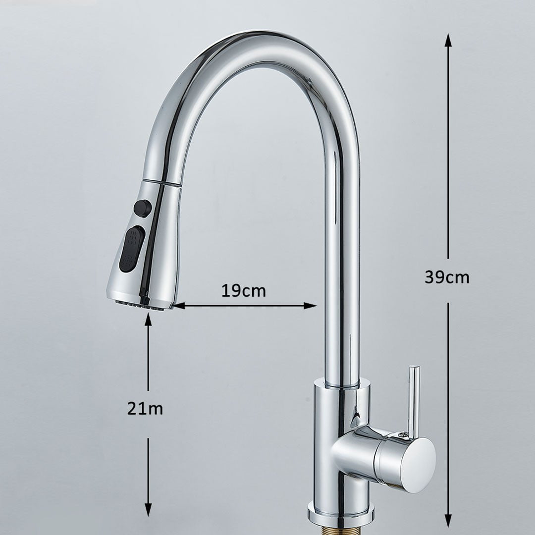 Baterie de bucatarie cu dus extractibil, argintiu